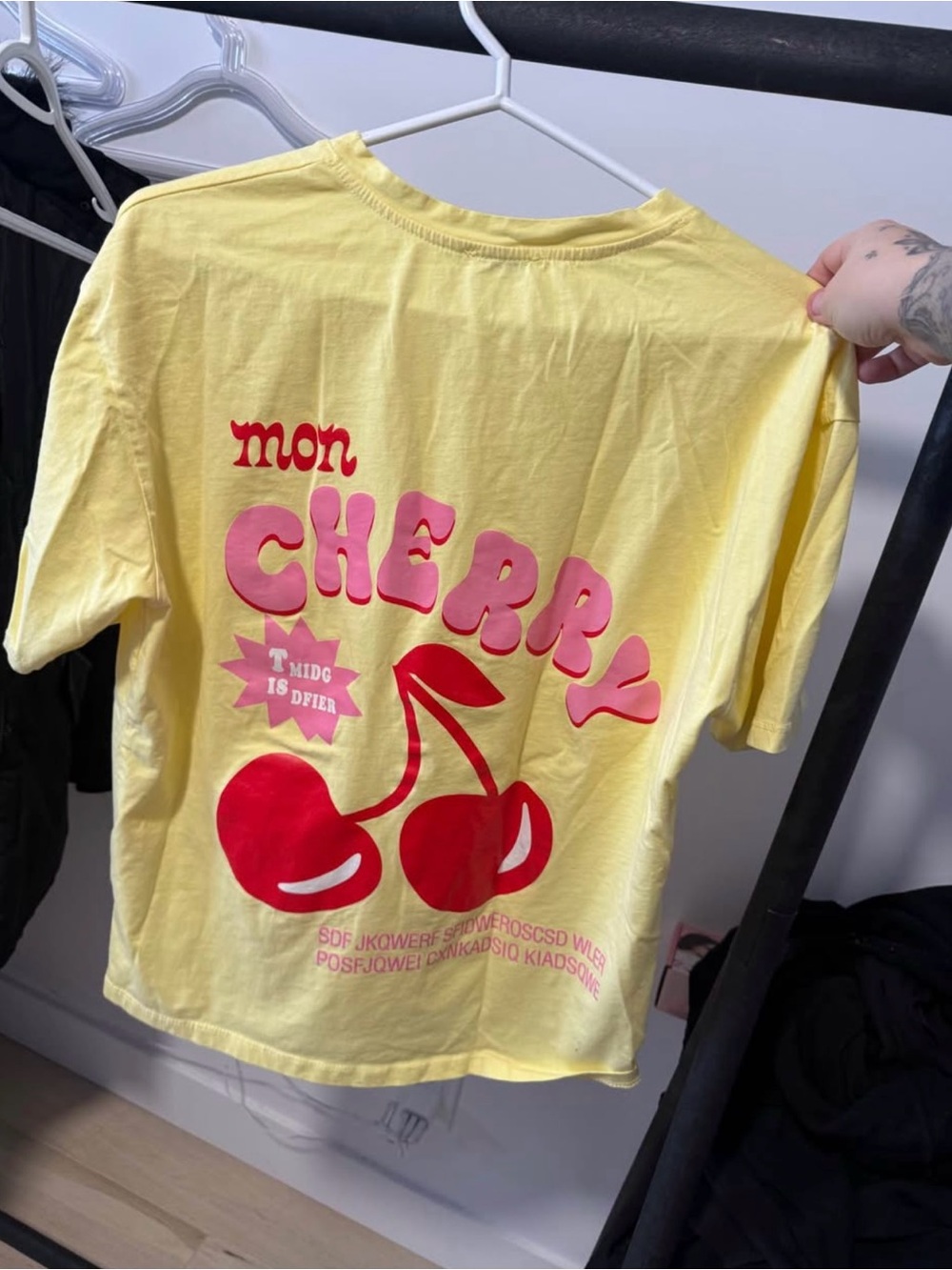 Yellow 'Mon Cherry' Cherry Graphic Tee